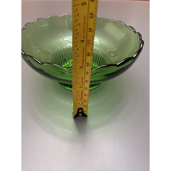 Green Glass Dish Bowl Vintage 50's E.O. Brody CO. M2000 Cleveland Ohio Scalloped - Picture 6 of 8